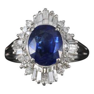 Late 20th Century Rare 2.39ct Gia Burma No Heat Sapphire & 0.55ct Platinum Ring, Size 6