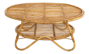 Oval Wicker Coffee Table by Tito Agnoli, 1950s