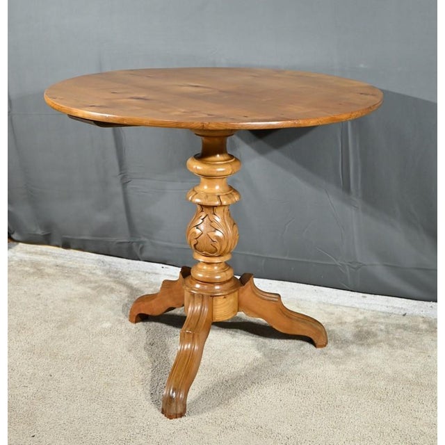 Cherry Wood Pedestal Table For Sale - Image 3 of 18