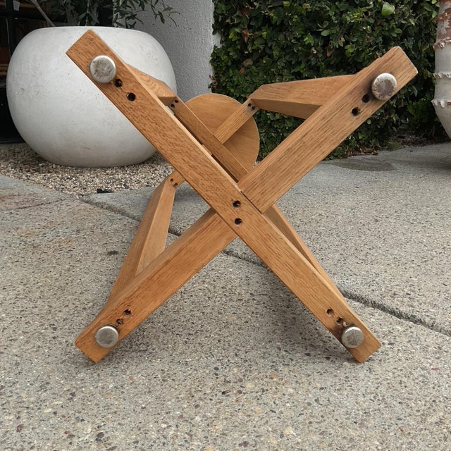 Solid Oak Wood Pedestal Planter Stand For Sale - Image 4 of 5
