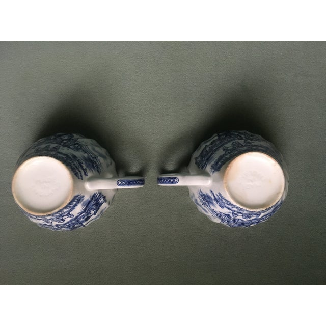 Rustic European Mid 20th Century Johnson Brothers “Tulip Time” Blue & White Teacups-a Pair For Sale - Image 3 of 7