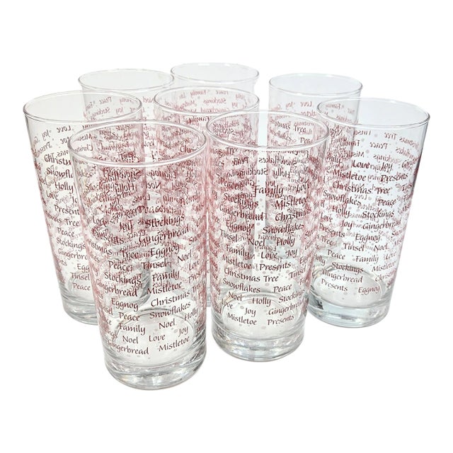 Holiday Greetings Tumblers- Set of Eight For Sale