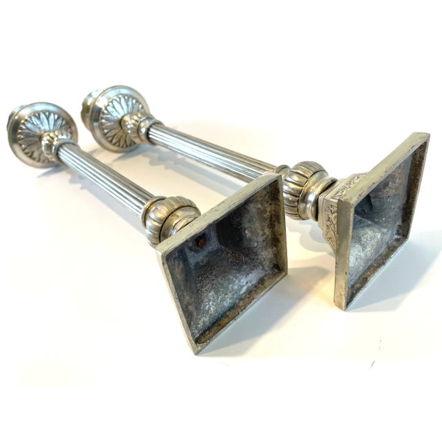 Traditional 1970s Neoclassical Style Silver Plated Pair of Candleholders For Sale - Image 3 of 7