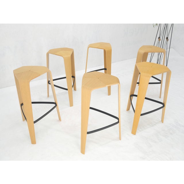 Set of 6 Molded Bent Plywood Bar Stools by Davis MINT! For Sale - Image 13 of 13