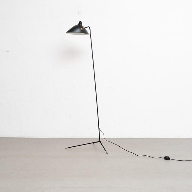Mid-Century Modern One-Arm Standing Lamp in Black Steel from Serge Mouille For Sale - Image 6 of 15