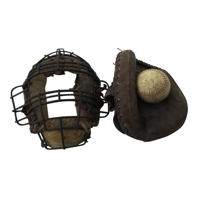 Vintage Baseball Pitchers Mask Glove Chairish