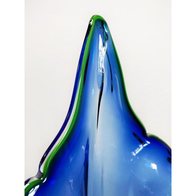 Mid-Century Modern Blue Murano Glass Vase Shaped as Calla Lily, Italy, 1960s For Sale - Image 3 of 9
