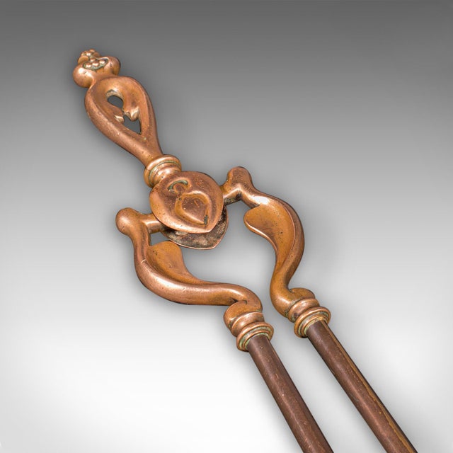 Antique Fireside Companion Set, French Bronze Fire Tools, Art Nouveau, Victorian For Sale - Image 10 of 12