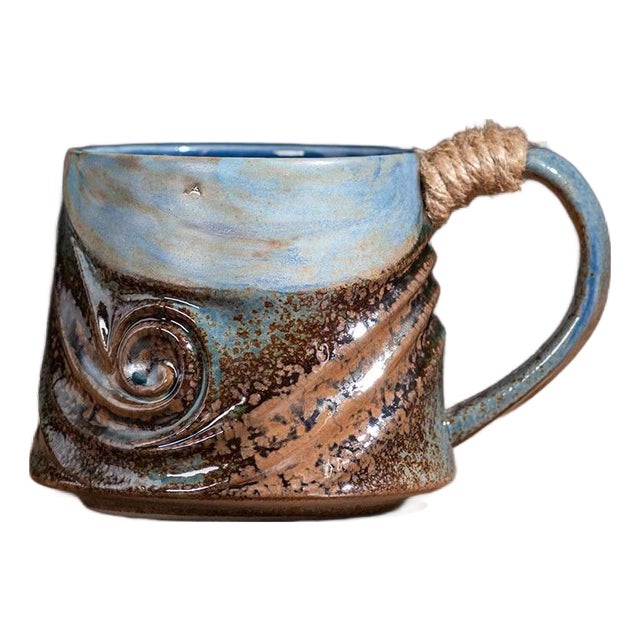 Handmade Kiln-Fired Ceramic Cup With Rope Handle For Sale