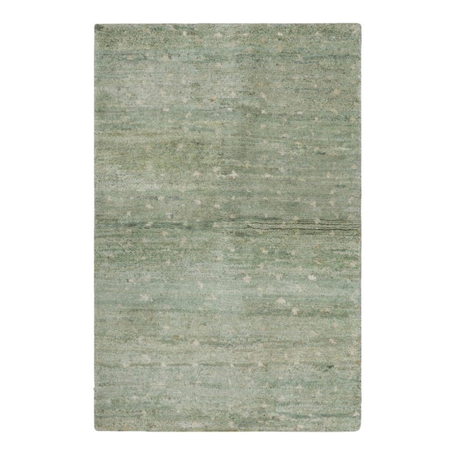 Rug & Kilim's Modern Textural Rug in Sage and Ivory Geometric Pattern For Sale