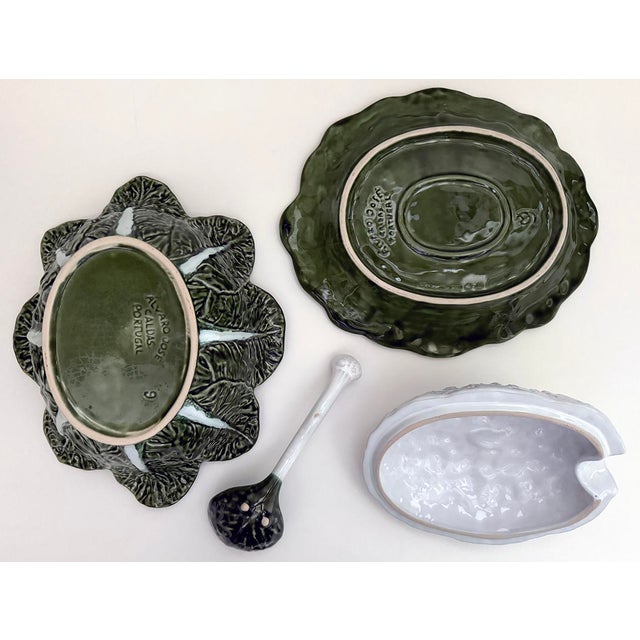 Majolica Cauliflower Soup Tureen With Lid, Ladle and Tray - 4 Pieces For Sale In New York - Image 6 of 6