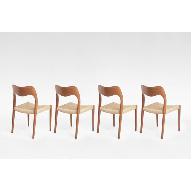 Vintage Model 71 Dining Chairs in Teak and Paper Cord by Niels Otto Møller for J.L. Møller Mobelfabrik, 1960s, Set of 4 For Sale - Image 3 of 6