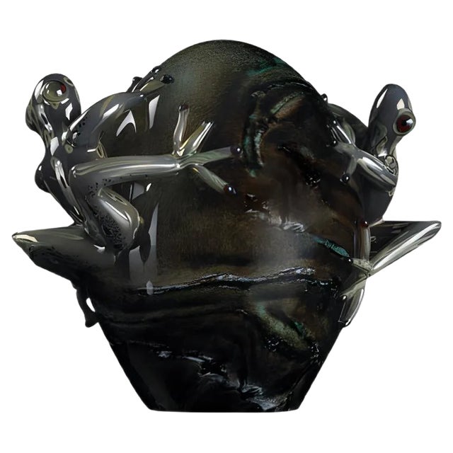 Glass Marble Egg Sculpture with Frogs from VGnewtrend For Sale