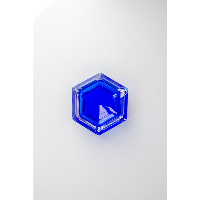 Murano Sommerso Blue Ashtray, 1970s For Sale - Image 9 of 11