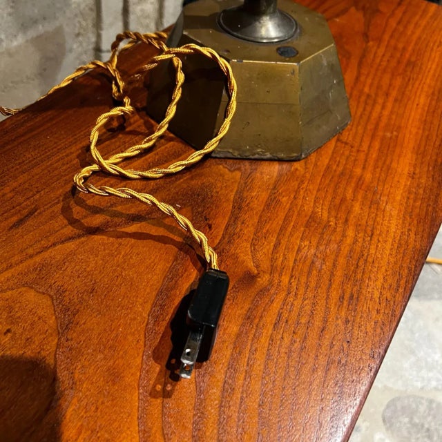 1950s Style of Tony Paul Shapely Gold Table Lamp With Mahogany Wood For Sale - Image 11 of 12