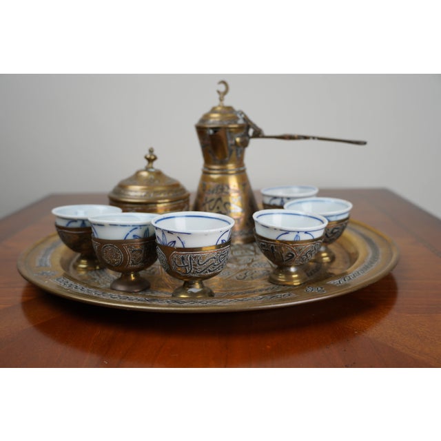 Antique Turkish Coffee Set- 9 Pieces For Sale - Image 4 of 7
