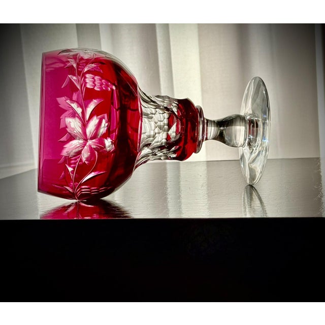 Vintage vignes ruby crystal wine goblets, attributed to val saint lambert, set of 10 set of ten mid-20th-century crystal...