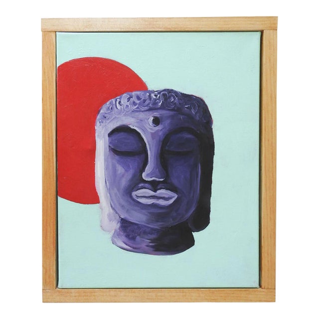 Vintage Purple Bhudda Head Painting For Sale