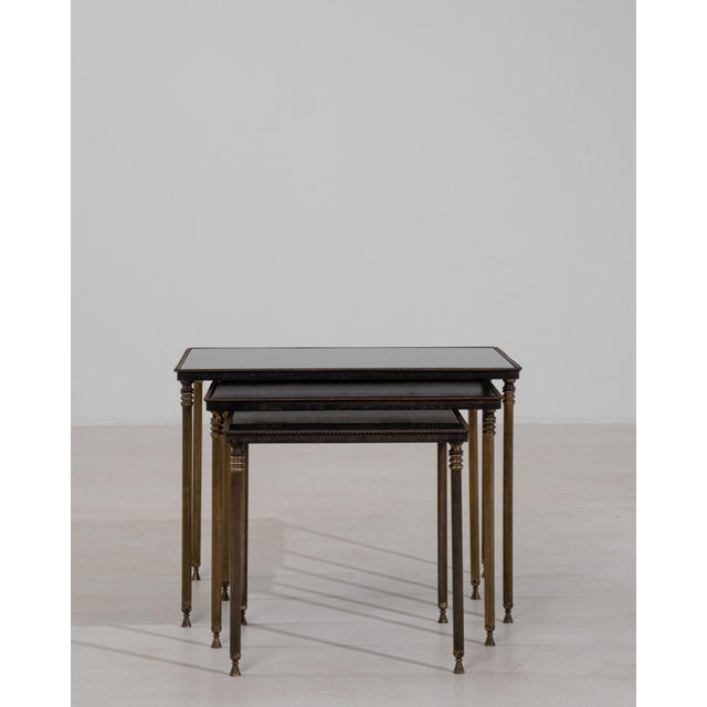 Red 19th Century France Red Brass Nesting Table For Sale - Image 8 of 11