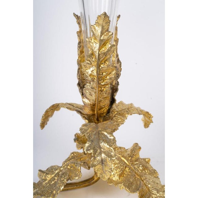 Napoleon III Crystal and Gilded Bronze Horns, 1800s, Set of 2 For Sale - Image 6 of 8