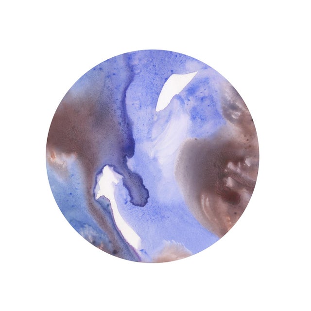 Contemporary Painted Circles in Purple Watercolor - Set of 4 Giclée Prints For Sale - Image 3 of 4