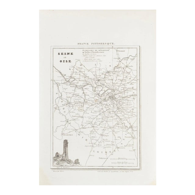 Unknown, Map of Seine, Etching, 19th Century For Sale