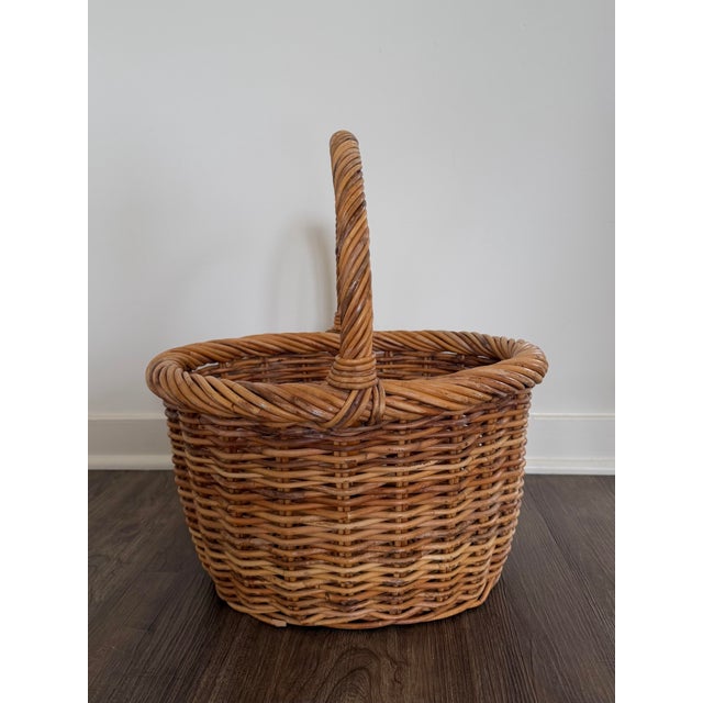 Late 20th Century Vintage French Wicker Market Basket For Sale - Image 5 of 13