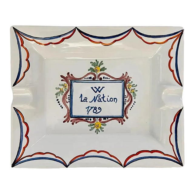 Early 20th Century French Ashtray "La Nation" by Georges Martel Desvres For Sale