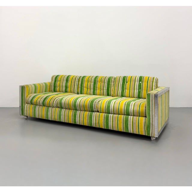 Vintage Postmodern Aluminum Frame Striped Sofa For Sale - Image 4 of 7