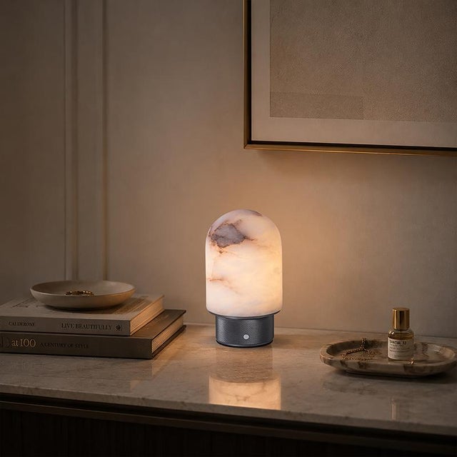 2020s Aloadecor Natural Spanish Alabaster Rechargeable Table Lamp With Dimmable Led For Sale - Image 5 of 9