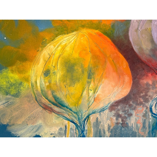 Contemporary Leah Schmaman Original Oil on Canvas Painting of Hot Air Balloons, c.2015 For Sale - Image 4 of 8