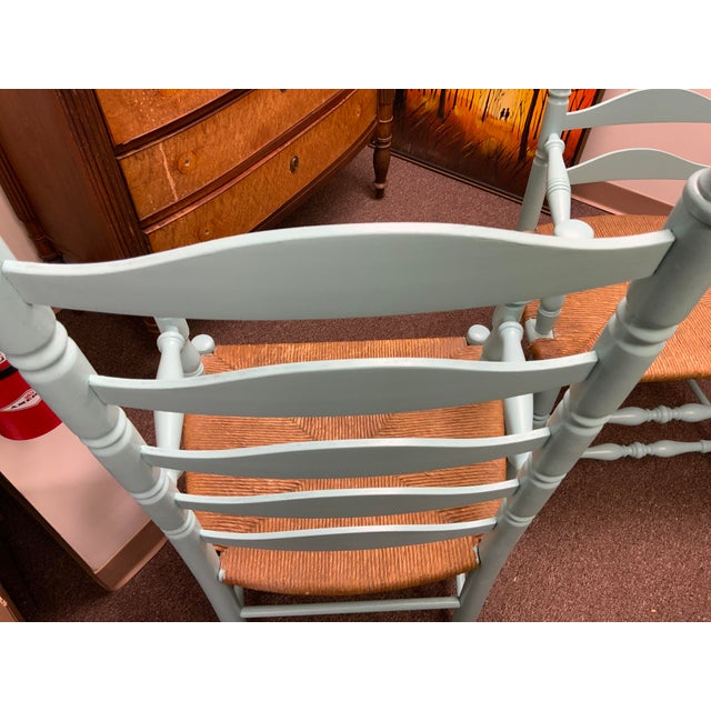English 20th Century Mushroom Cap Ladder Back Chairs For Sale - Image 3 of 9