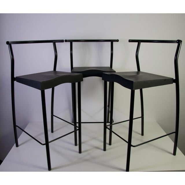 1980s Black Barstools by Philippe Starck for Kartell, Italy, 1980s, Set of 3 For Sale - Image 5 of 10