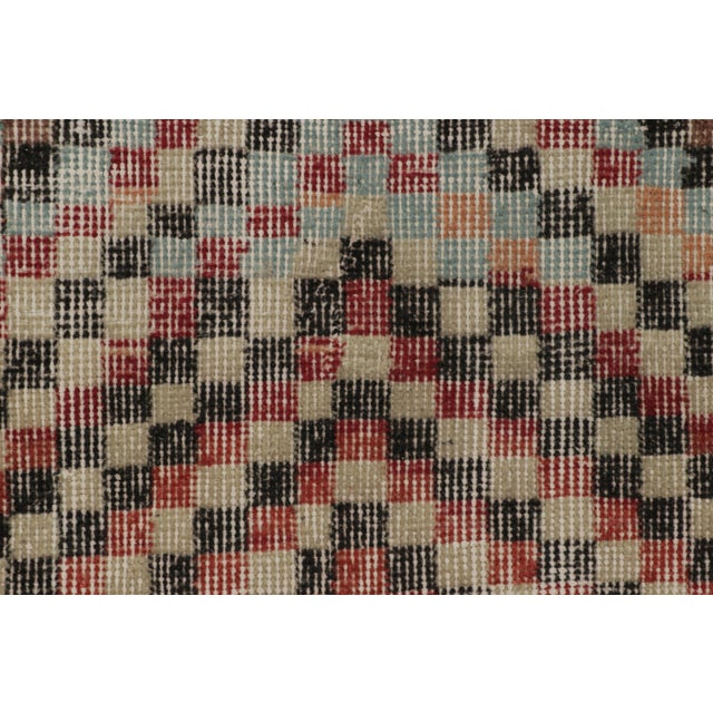Rug & Kilim Vintage Turkish Distressed Rug, Vibrant Polychrome Geometric Patterns - Rug & Kilim For Sale - Image 4 of 7