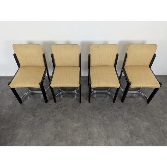 Italian Design Wood and Chrome Chairs, Set of 4 For Sale - Image 3 of 9