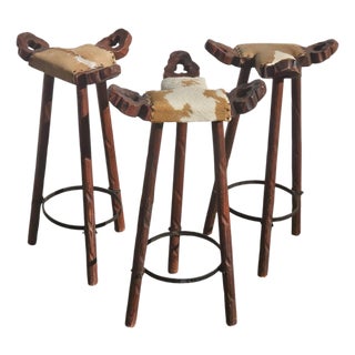 Vintage Brutalist Marbella Stools, 1960s, Set of 3 For Sale