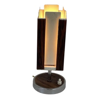Mid-Century Modern Table Lamp with Wood Veneer & Rotatable Interior from Philips For Sale