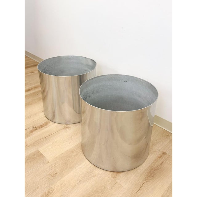 Mid 20th Century Vintage Round Chrome Oversized Planter Pair MCM Mid-Century Modern Chic For Sale - Image 5 of 15