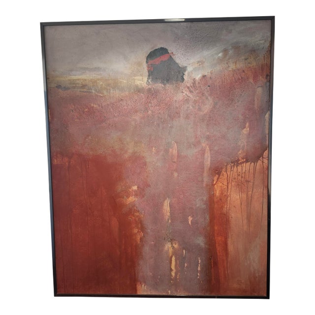 1990s Albert Anderson Clymer Semi-Abstract Painting Over-Sized, Framed For Sale