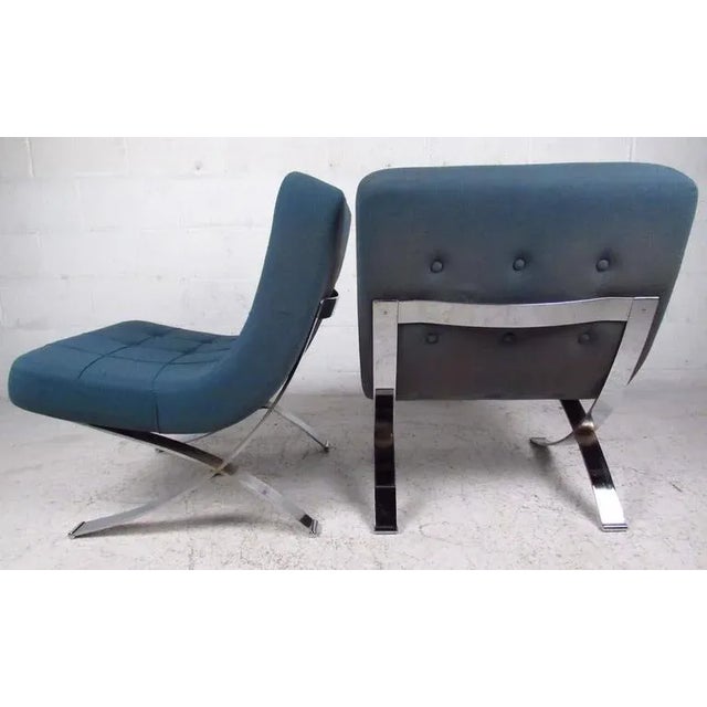 Mid-Century Italian Chrome-Based Lounge Chairs - a Pair For Sale - Image 9 of 10