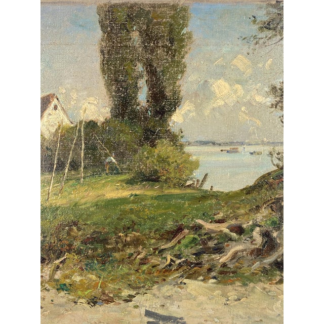 Wilhelm Frey, Netting Place on Lake Constance, 1909, Oil on Canvas For Sale - Image 6 of 14