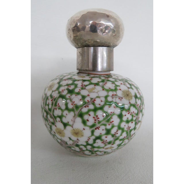 Cloisonne Enamel Sterling Lidded 3pc Vanity Set Empty Perfume Bottles Jar 5113b For Sale - Image 17 of 18