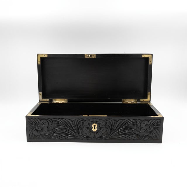 Anglo-Indian Carved Ebony Glove Box Mid-19th Century For Sale - Image 13 of 14