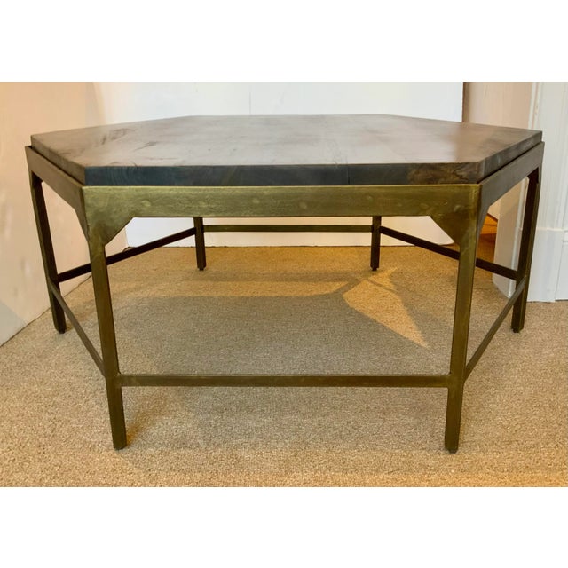 2020s Modern Walnut Finished Hexagonal Wood Cocktail Table For Sale - Image 5 of 5