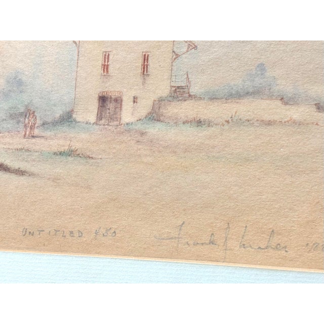 Wood Small 1970s Ink and Pastel Drawing of a Quaint Country Home, Framed For Sale - Image 7 of 9