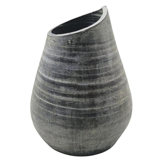 Vase with Organic Shape and Anthracite Textured Finish, Italy, 1970s For Sale - Image 9 of 9
