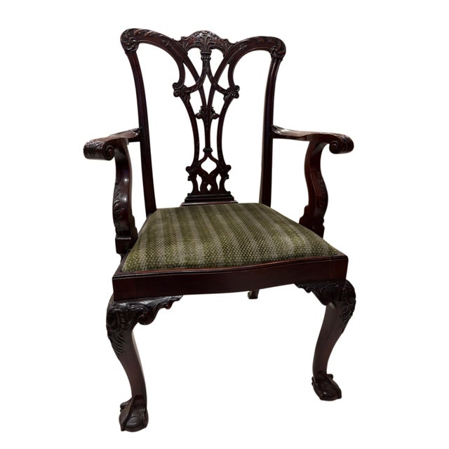 Mid 20th Century Mid 20th Century Set of 12 English Chippendale Style Mahogany Dining Chairs With Ball & Claw Feet – 2 Armchairs and 10 Side Chairs For Sale - Image 5 of 10