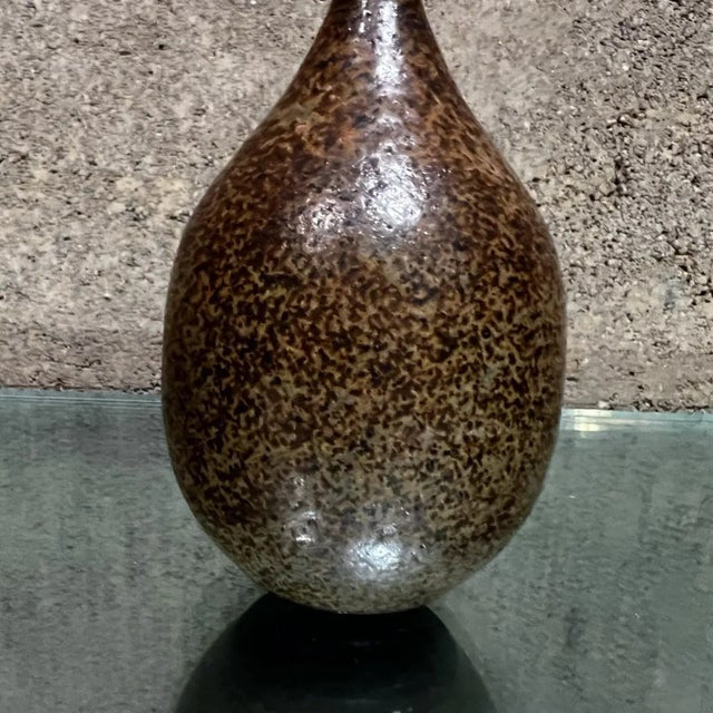 1970s Modern Studio Art Speckled Glazed Weed Pot Bud Vase For Sale - Image 4 of 12