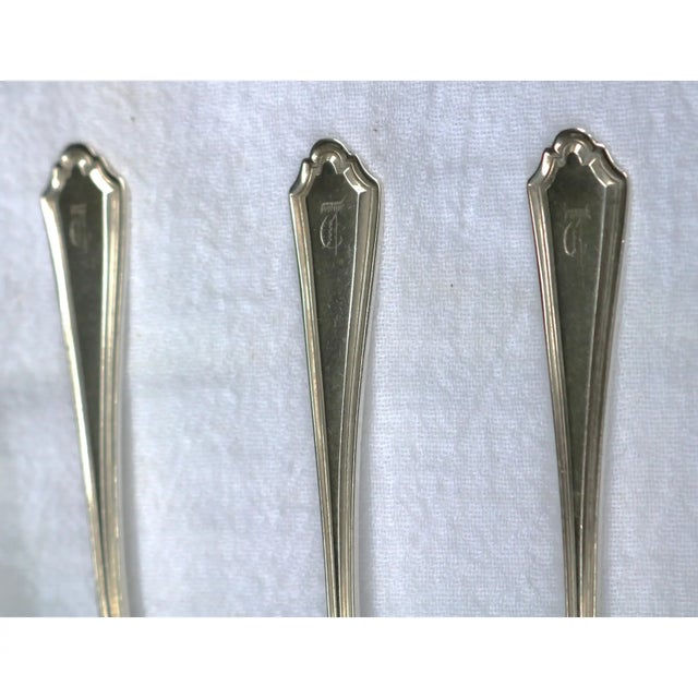 Alvin Corporation 1910 Antique Alvin Sterling Silver Teaspoons Hamilton Pattern Monogrammed T-Set of 6 For Sale - Image 4 of 6