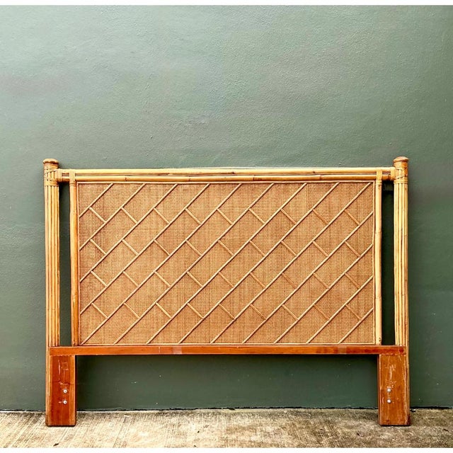 Wood Vintage Bamboo and Wood King Headboard For Sale - Image 7 of 12